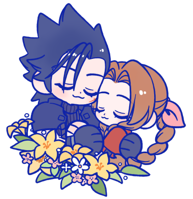 aerith gainsborough and zack fair (final fantasy and 2 more) drawn by 105zz