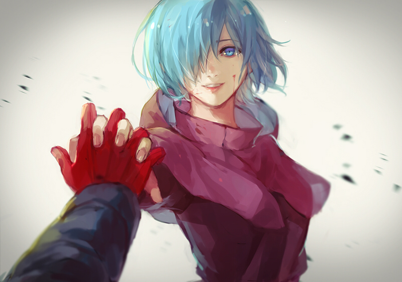 kaneki ken and kirishima touka (tokyo ghoul and 1 more) drawn by fuurin