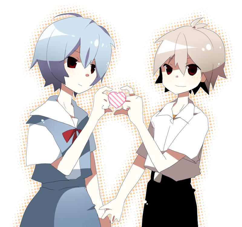 ayanami rei and nagisa kaworu (neon genesis evangelion) drawn by sa_kuma