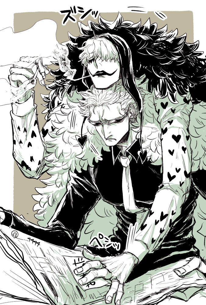 donquixote doflamingo and donquixote rocinante (one piece) drawn by 4444_(tetsuya)
