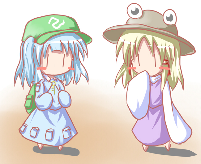 moriya suwako and kawashiro nitori (touhou) drawn by baerun