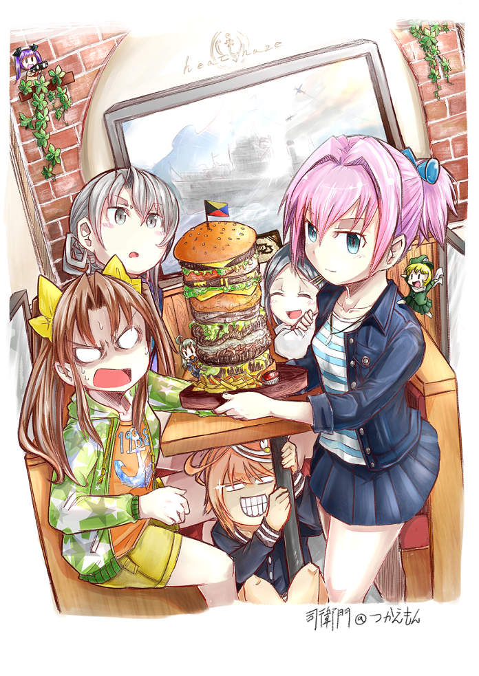 shiranui, fairy, i-58, kagerou, kuroshio, and 1 more (kantai collection) drawn by tsukasa-emon