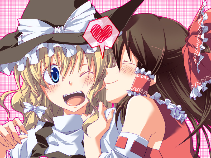 hakurei reimu and kirisame marisa (touhou) drawn by onemu