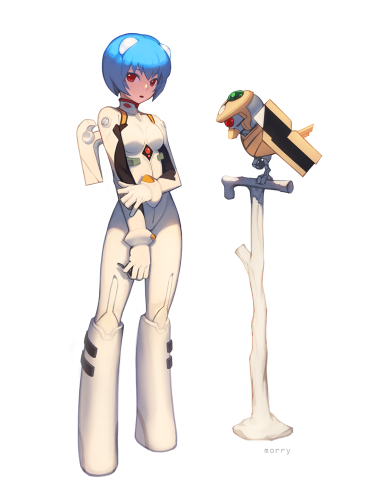 ayanami rei and eva 00 (neon genesis evangelion) drawn by morry