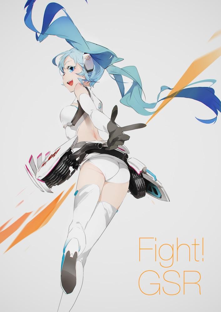 hatsune miku and racing miku (vocaloid and 2 more) drawn by oguchi