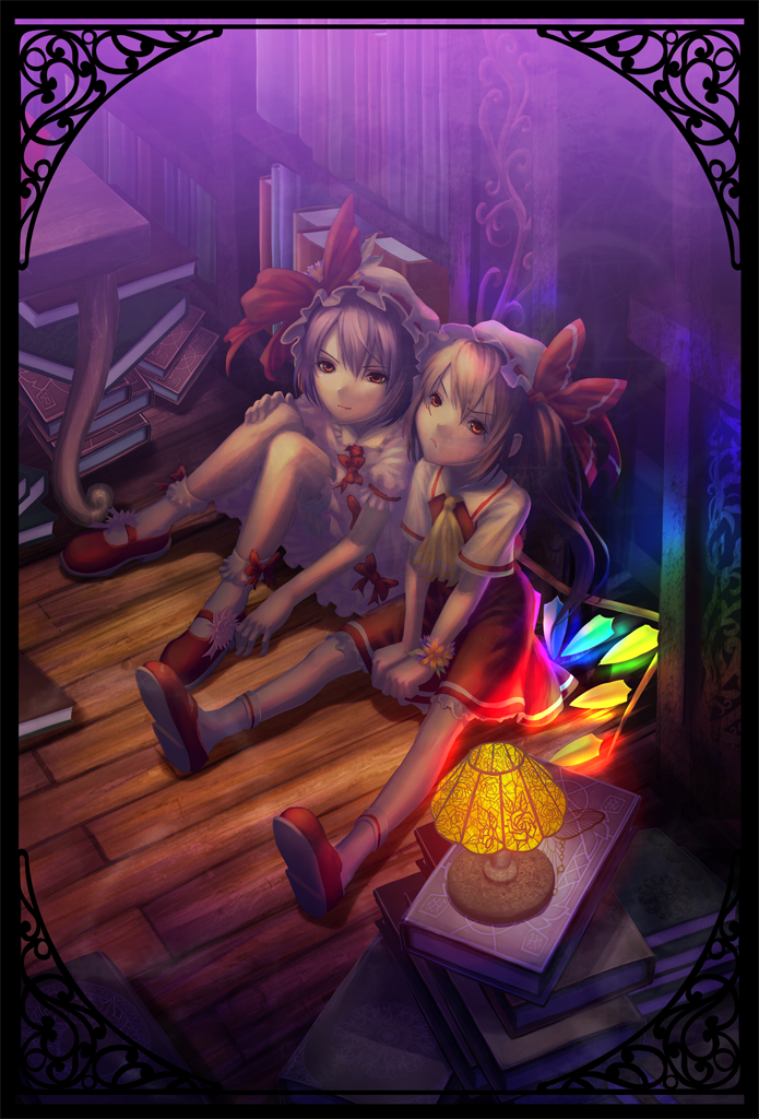 remilia scarlet and flandre scarlet (touhou) drawn by shiroi_karasu
