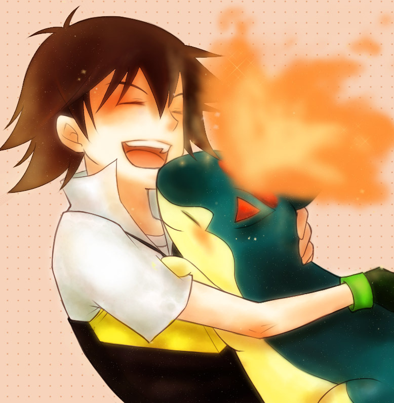 ash ketchum and quilava (pokemon) drawn by seria_(hadukiseria)