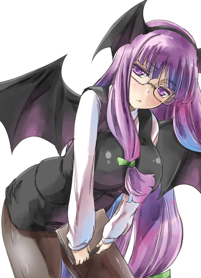 patchouli knowledge and koakuma (touhou) drawn by yohane