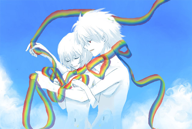 ayanami rei and nagisa kaworu (neon genesis evangelion) drawn by lrk