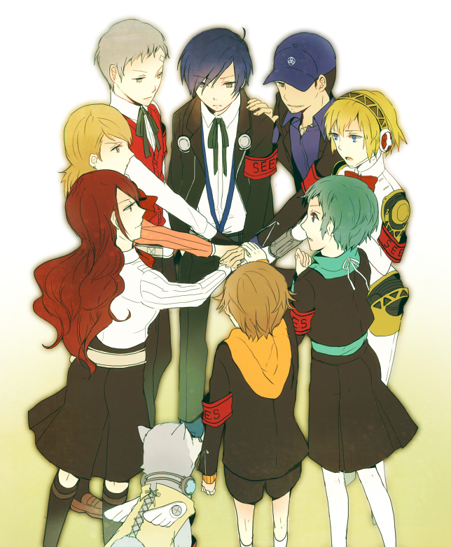 yuuki makoto, aigis, takeba yukari, kirijou mitsuru, yamagishi fuuka, and 4 more (persona and 1 more) drawn by mentaishi