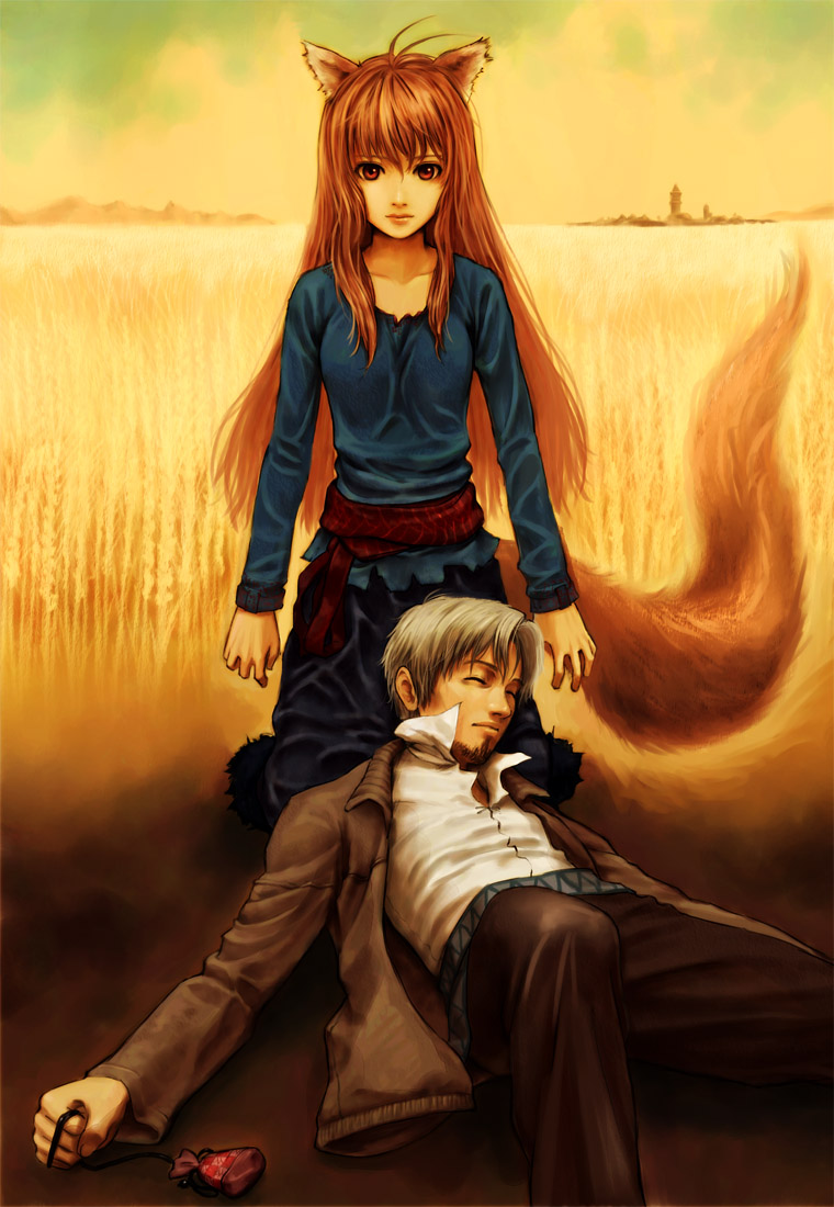 holo and craft lawrence (spice and wolf) drawn by suiso_(oxygen2)