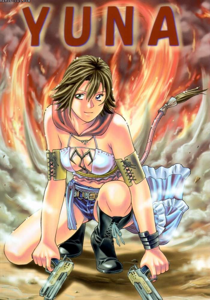 yuna and gunner (final fantasy and 3 more) drawn by jakkini-san
