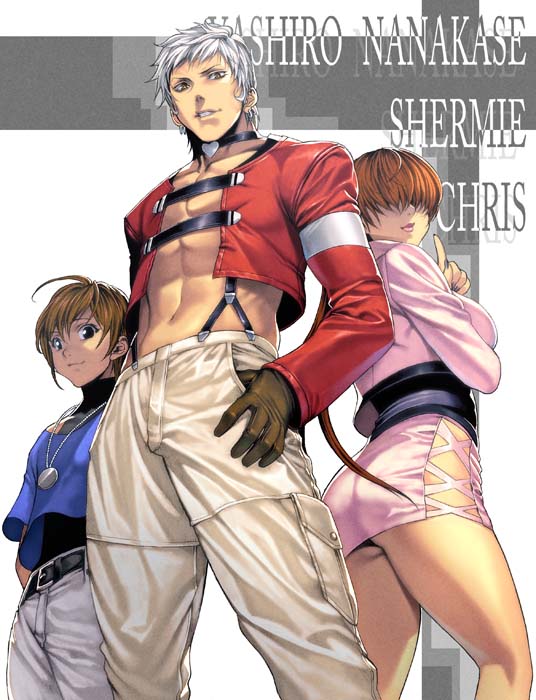shermie, chris, and nanakase yashiro (the king of fighters) drawn by homare_(fool's_art)