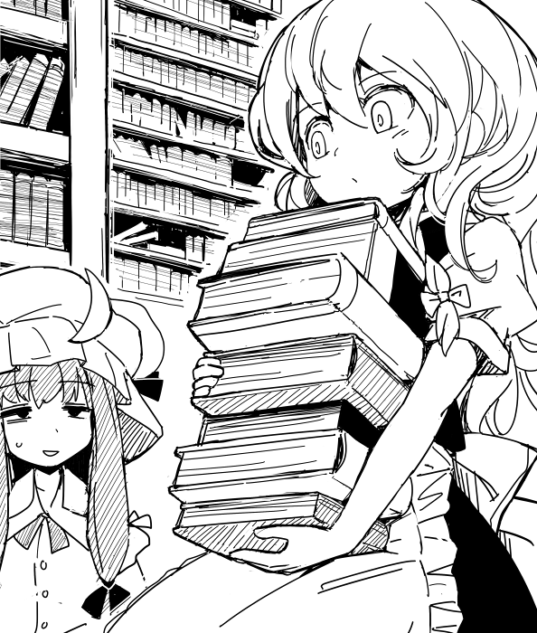 kirisame marisa and patchouli knowledge (touhou) drawn by maguro_(mawaru_sushi)