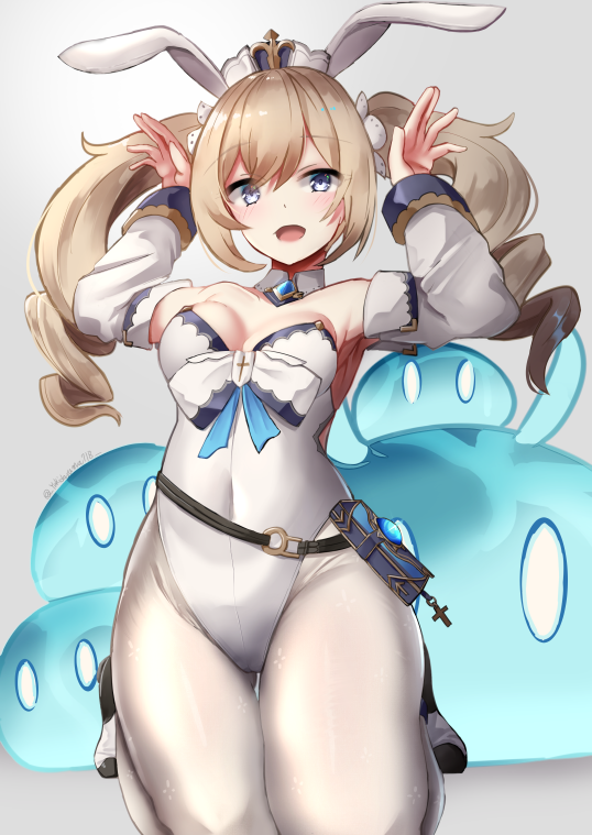 barbara, slime, and hydro slime (genshin impact) drawn by yukidaruma718