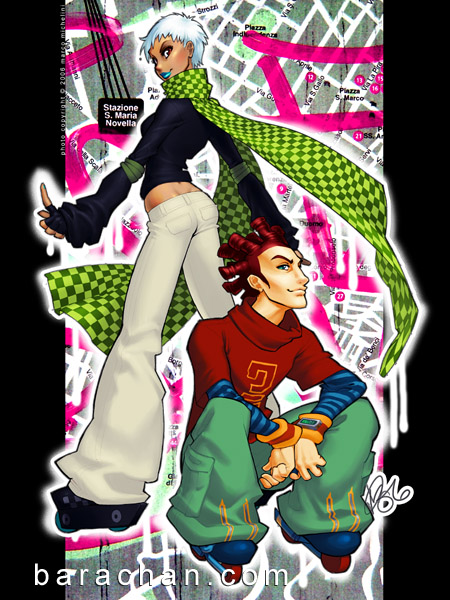 jazz and clutch (jet set radio and 1 more) drawn by barachan