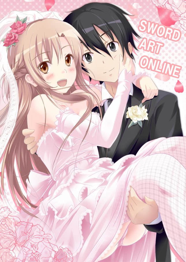 asuna and kirito (sword art online) drawn by nisson
