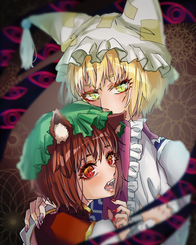yakumo ran and chen (touhou and 1 more) drawn by hisuipechika