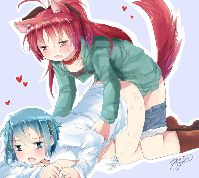 miki sayaka and sakura kyoko (mahou shoujo madoka magica) drawn by gleision_adain