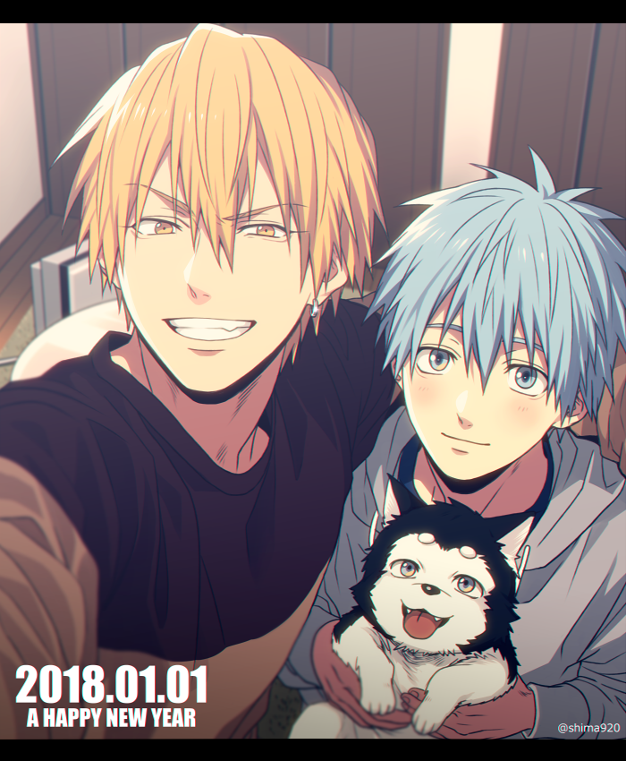kuroko tetsuya, kise ryouta, and tetsuya ni gou (kuroko no basuke) drawn by mashima_shima