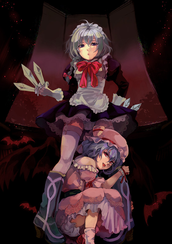 remilia scarlet and izayoi sakuya (touhou) drawn by lovecom