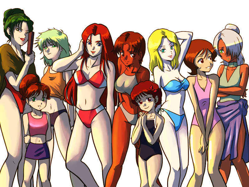 loran cehack, christina mackenzie, fraw bow, cima garahau, laura rolla, and 5 more (gundam and 9 more) drawn by matirine
