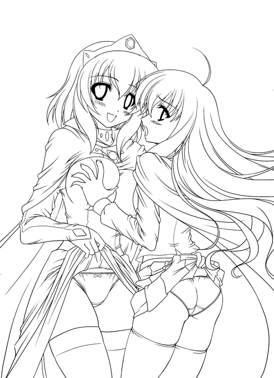 louise francoise le blanc de la valliere and henrietta de tristain (zero no tsukaima) drawn by abu