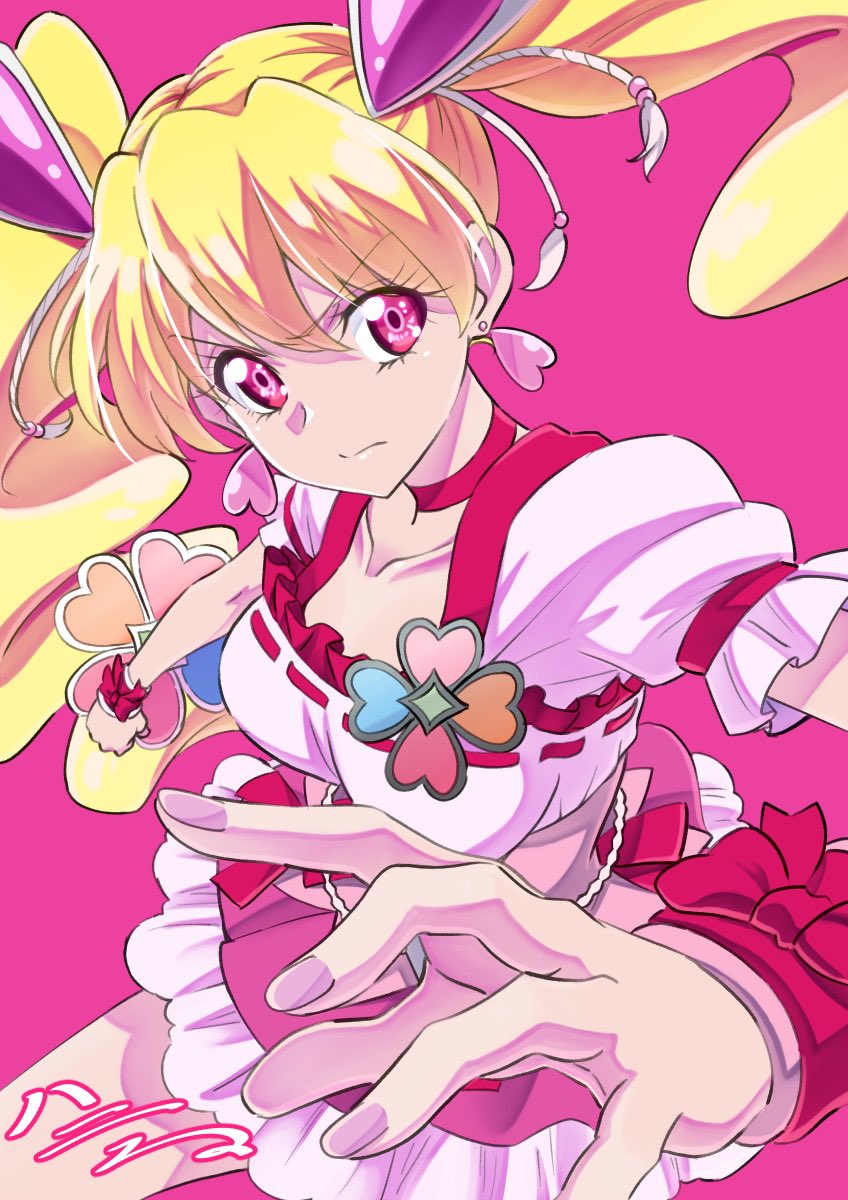 momozono love and cure peach (precure and 1 more) drawn by h-new