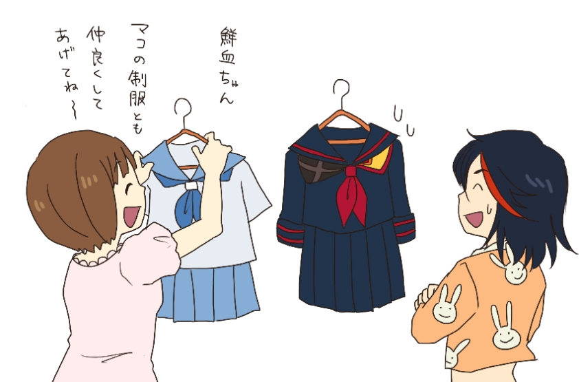 matoi ryuuko, senketsu, and mankanshoku mako (kill la kill) drawn by tolepper