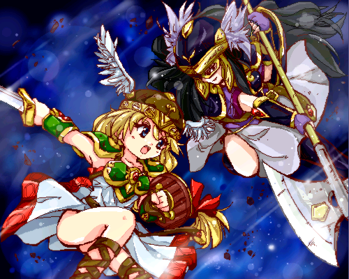 valkyrie and black valkyrie (valkyrie no densetsu) drawn by zipang_(zip@ng_works)