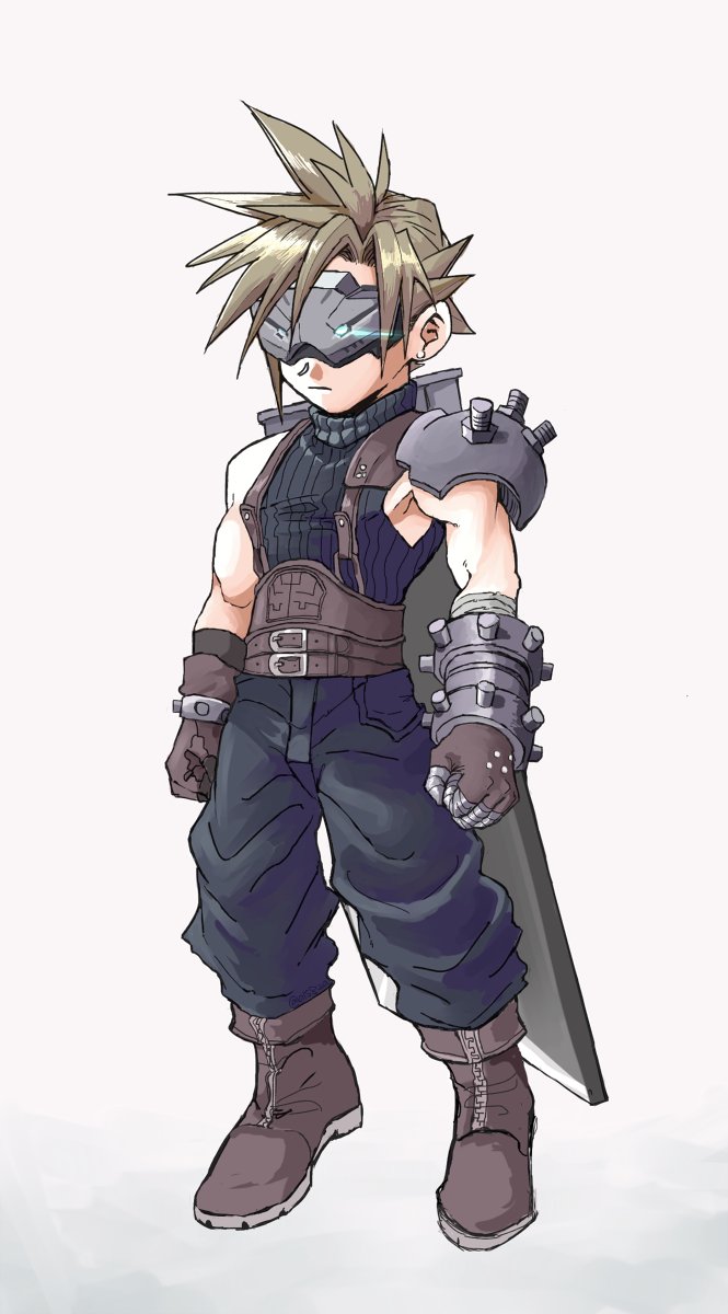 cloud strife (final fantasy and 2 more) drawn by als8za