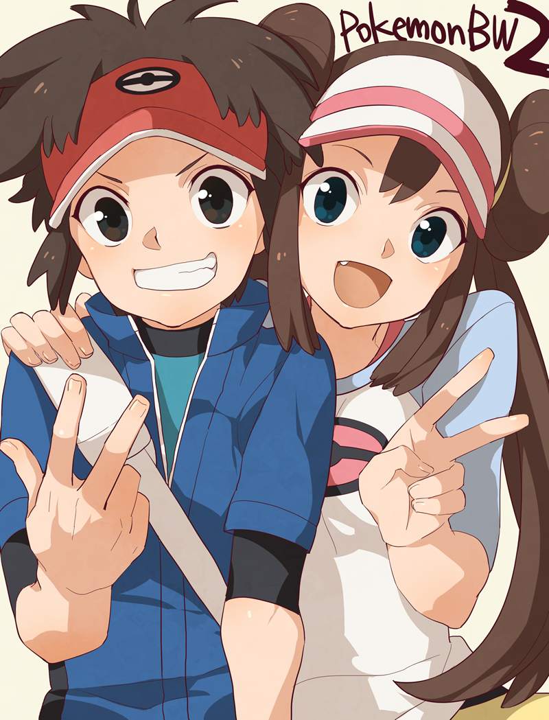 rosa and nate (pokemon and 1 more) drawn by yamaki_suzume