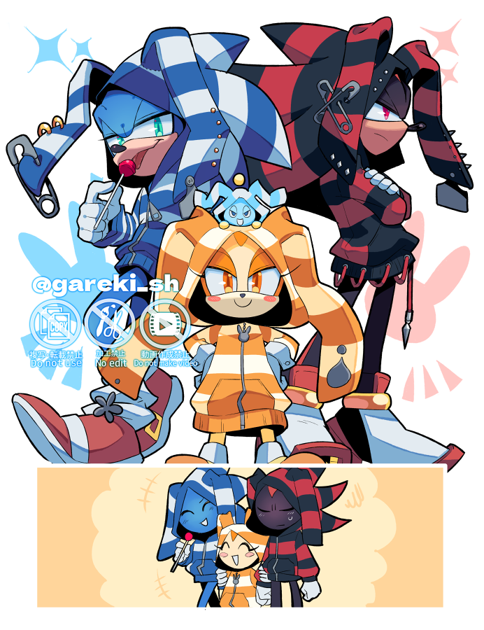 sonic the hedgehog, shadow the hedgehog, cream the rabbit, neutral chao, and cheese (sonic) drawn by gareki_sh
