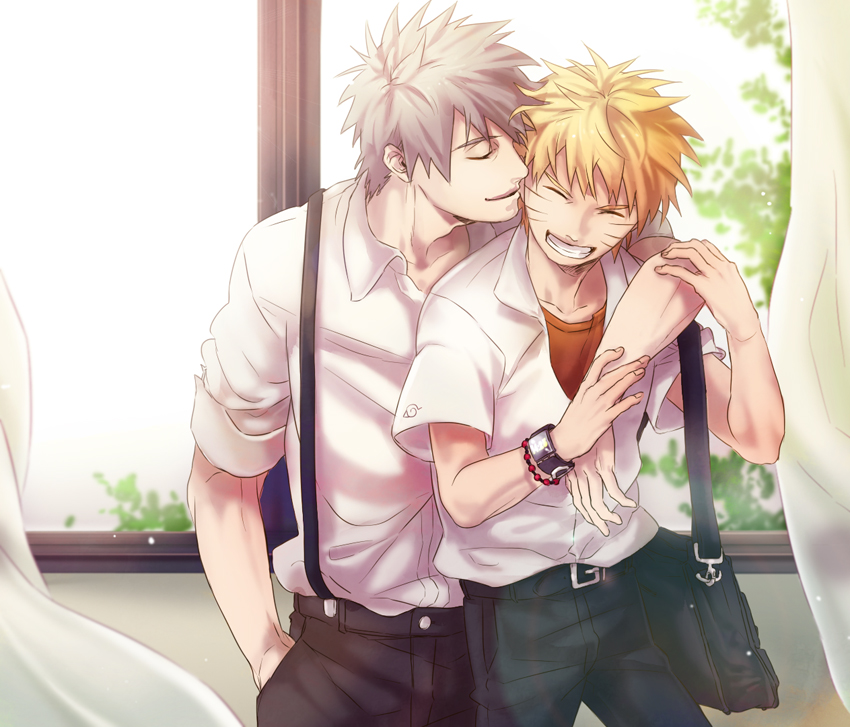 uzumaki naruto and hatake kakashi (naruto) drawn by eno_(kdex)