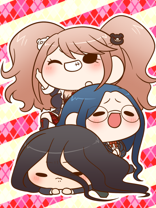 enoshima junko, kamukura izuru, and shirogane tsumugi (danganronpa and 3 more) drawn by yumaru_(marumarumaru)