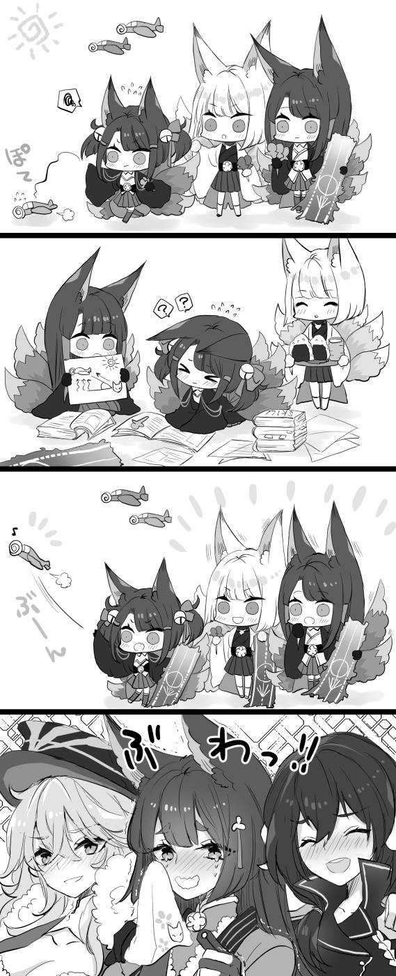 kaga, akagi, amagi, graf zeppelin, akagi-chan, and 1 more (azur lane) drawn by putimaxi