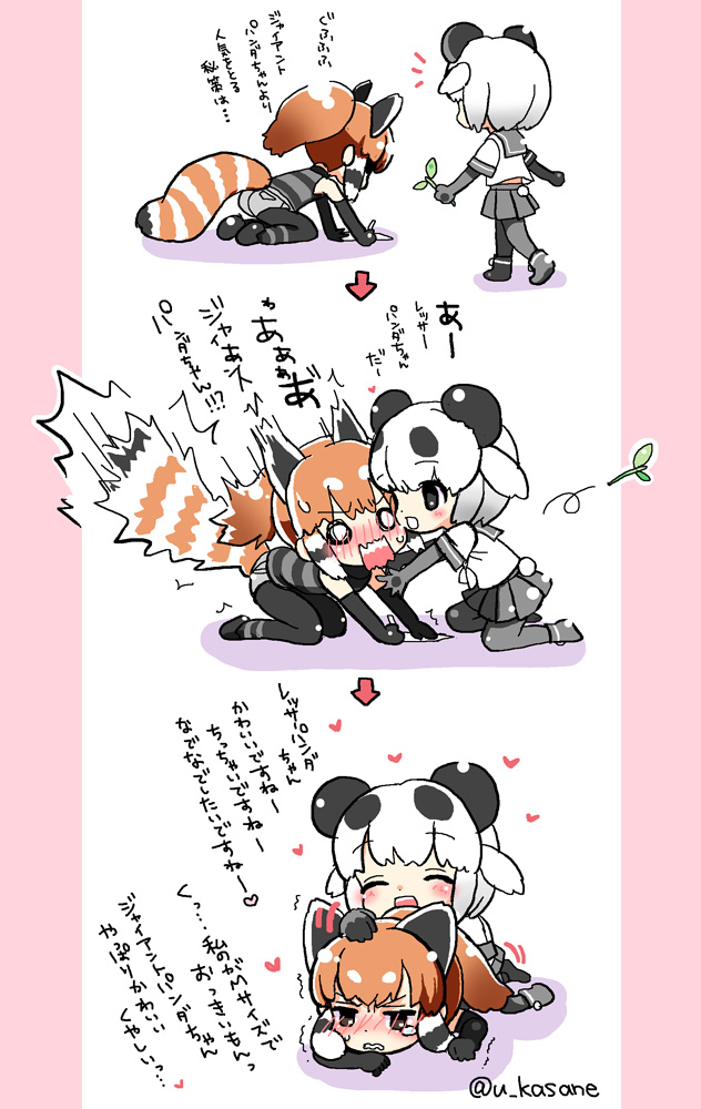 red panda and giant panda (kemono friends) drawn by kasane