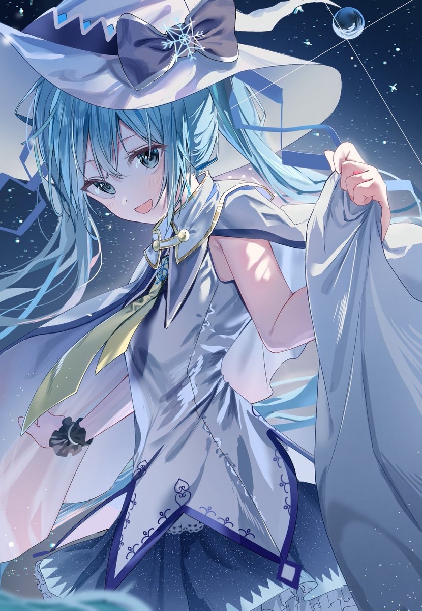 hatsune miku and yuki miku (vocaloid) drawn by pikusu