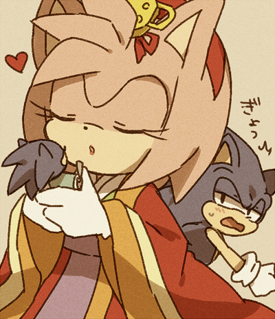 sonic the hedgehog and amy rose (sonic) drawn by bukiko