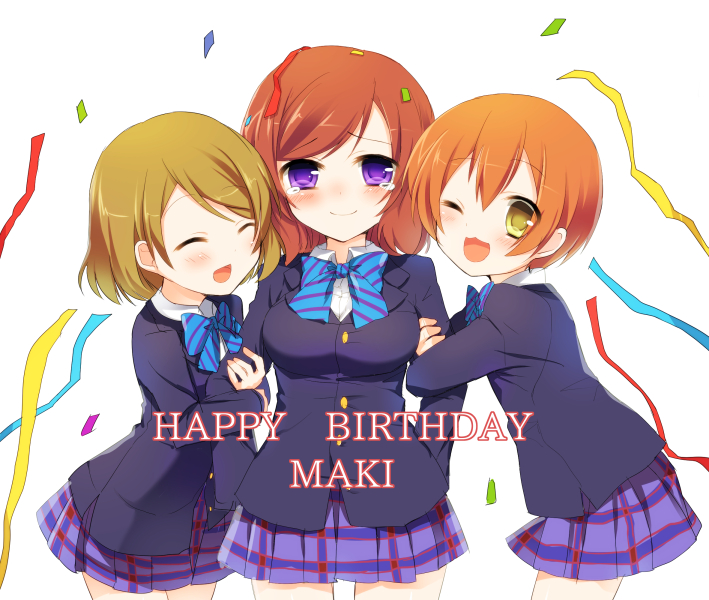 nishikino maki, hoshizora rin, and koizumi hanayo (love live! and 1 more) drawn by amamine
