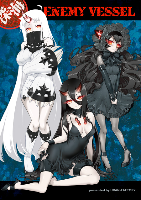seaport princess, battleship princess, and isolated island oni (kantai collection) drawn by uran_(uran-factory)