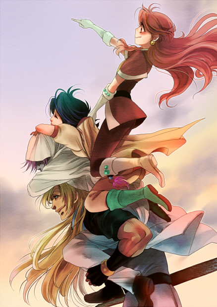 lina inverse, amelia wil tesla seyruun, gourry gabriev, and zelgadiss graywords (slayers) drawn by jobo_(isi88)