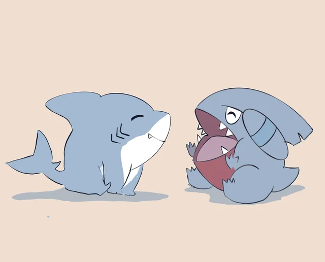 gible and jeff the land shark (pokemon and 2 more) drawn by bluebriars