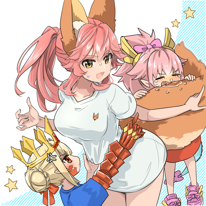 tamamo, nero claudius, tamamo no mae, queen draco, and eliza the nine-tattooed dragon (fate and 2 more) drawn by kurusu_piyo