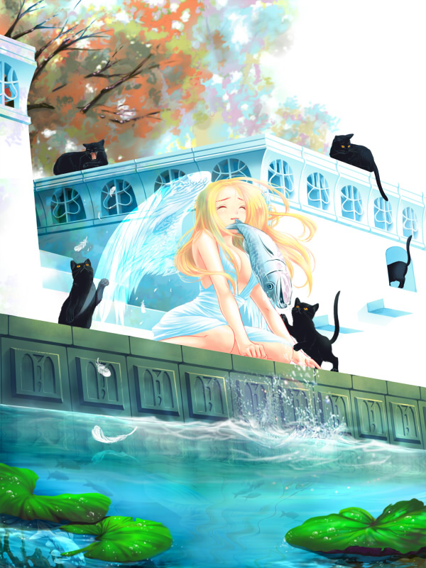 ehekatl of luck and black cat (elona) drawn by nohiro_(hayah)
