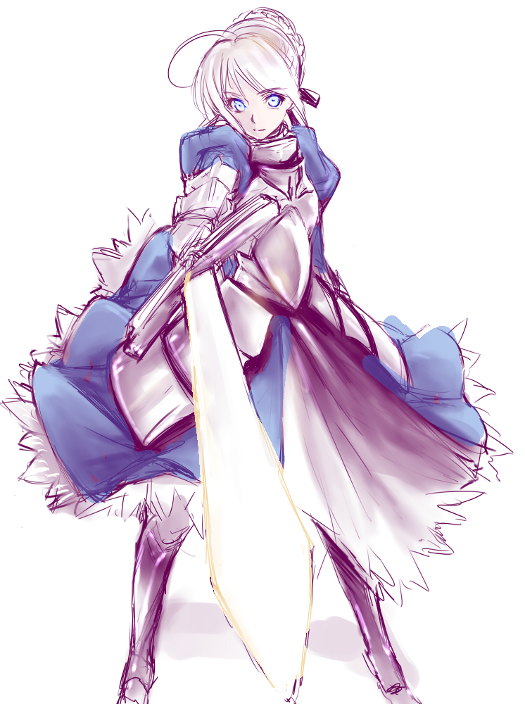 artoria pendragon and saber (fate and 1 more) drawn by dodai_shouji