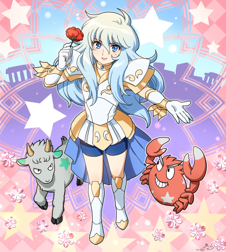 pisces aphrodite, capricorn shura, and cancer death mask (saint seiya) drawn by mizuhara_aki