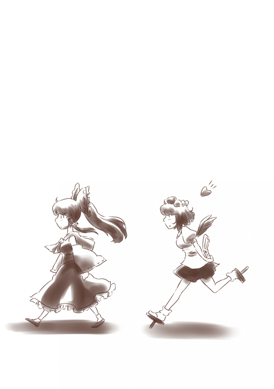 hakurei reimu and shameimaru aya (touhou) drawn by non_(z-art)