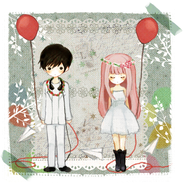 megurine luka (vocaloid and 1 more) drawn by amane_(kotoune)