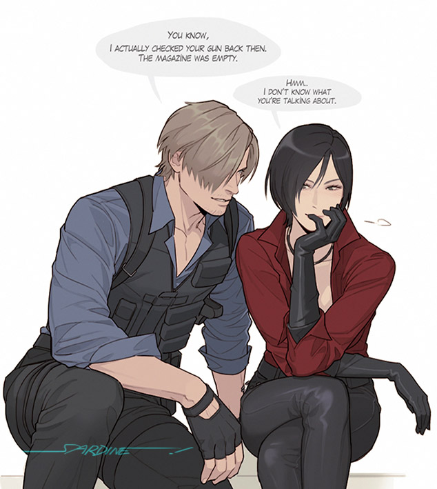leon s. kennedy and ada wong (resident evil and 1 more) drawn by sardine_(kjr0313)